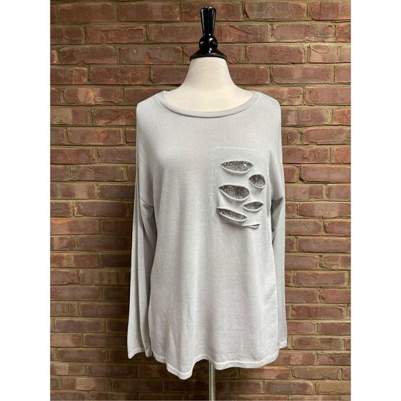 Tempo Paris Grey Long Sleeve Tunic Size M/L NWT - Picture 3 of 6